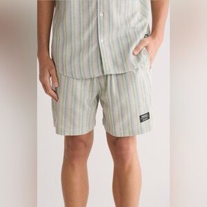 WeSC Austin Blue Striped Linen Blend 6” Shorts Size XL